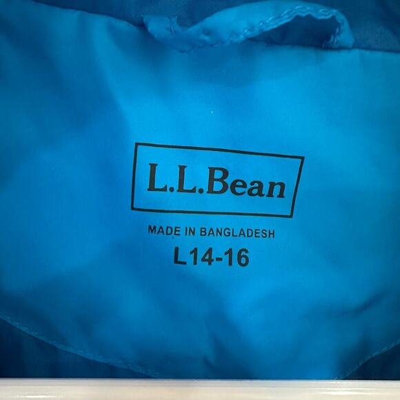 L. L. Bean Down Filled Blue Quilted Puffer Coat, VGUC, Sz Girls L (14-16) (14B) - Picture 5 of 7